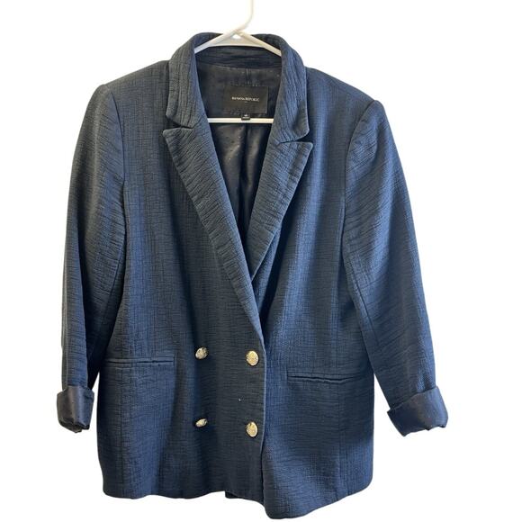 Banana Republic Double Breasted Cotton Navy Blazer Size 10 Vintage Italy Made - Picture 1 of 6